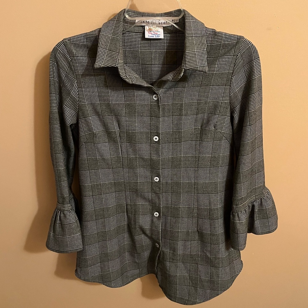 LAST CHANCE | Gretchen Scott Designs Wall Streeter Priss Blouse in Black/White - Picture 5 of 8